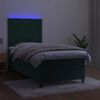 vidaXL Boxspring met matras en LED fluweel donkergroen 80x200 cm