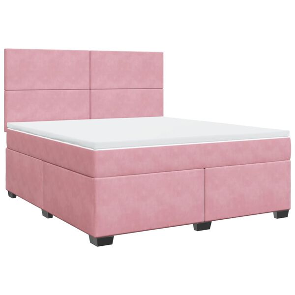 vidaXL Boxspring met matras fluweel roze 180x200 cm