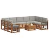 vidaXL Sofa-Sets 10 pcs Natuurlijk en Lichtgrijs Massief Acaciahout
