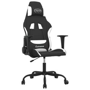 vidaXL Gamestoel stof zwart en wit