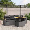 vidaXL 5-delige Loungeset met kussens poly rattan zwart
