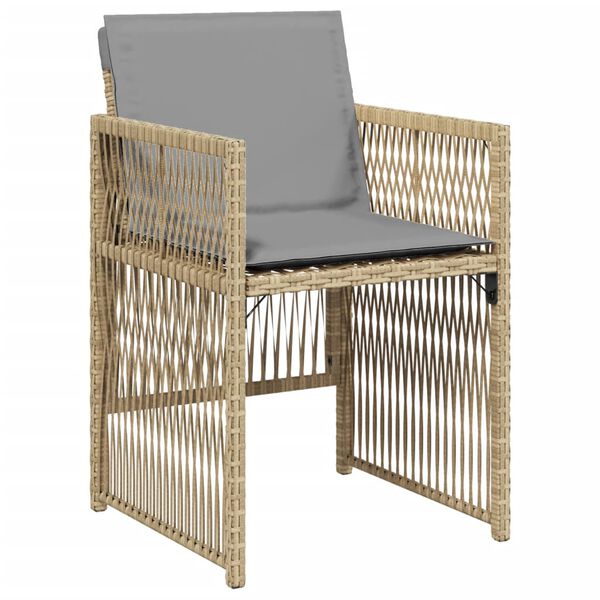 vidaXL Tuinstoelen 4 st met kussens poly rattan gemengd beige