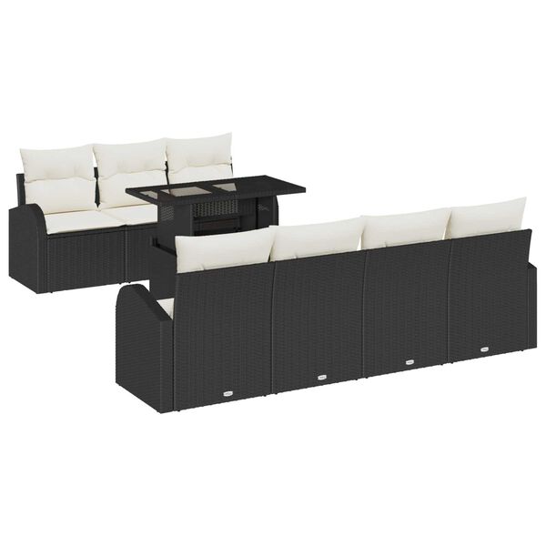vidaXL Tuin Sofa Set met kussen 8 pcs Zwart Poly riet