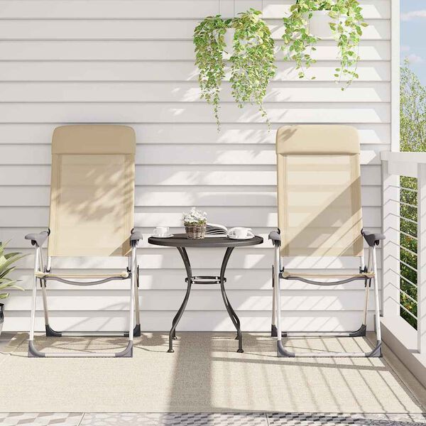 vidaXL Campingstoelen 2 st inklapbaar aluminium cr&egrave;mewit