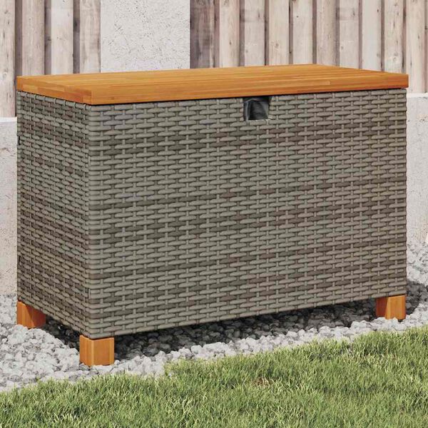 vidaXL Tuinbox 80x40x48 cm poly rattan en acaciahout grijs