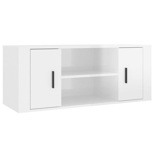 vidaXL Tv-meubel 100x35x40 cm bewerkt hout hoogglans wit