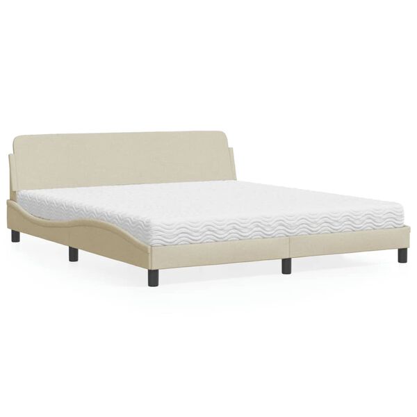 vidaXL Bed met matras "Dover" stof cr&egrave;mekleurig 180x200 cm