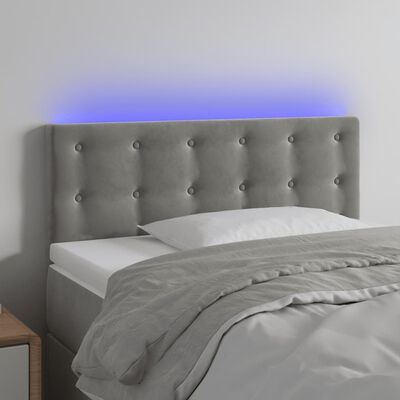 vidaXL Hoofdbord LED 100x5x78/88 cm fluweel lichtgrijs