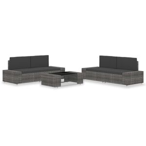 vidaXL 5-delige Loungeset poly rattan grijs
