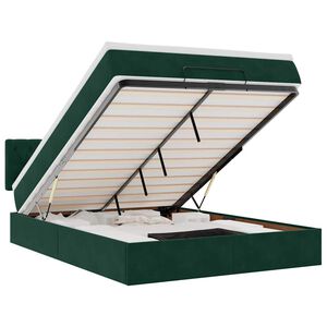 vidaXL Ottoman bed met matras en LED's 140x190cm fluweel donkergroen