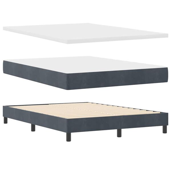 vidaXL Boxspringbed met matras Donkergrijs 190 x 140 cm Fluweel