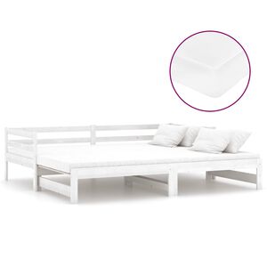 vidaXL Slaapbank uitschuifbaar massief grenenhout wit 2x(90x200) cm
