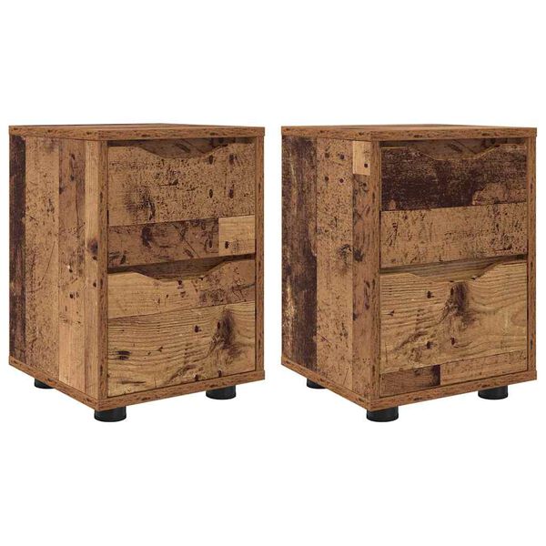 vidaXL Nachtkastjes 2 pcs Oud Hout 30,5 x 30 x 43 cm Bewerkt hout