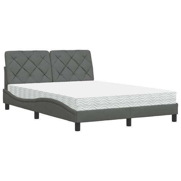 vidaXL Bed met matras stof donkergrijs 120x200 cm