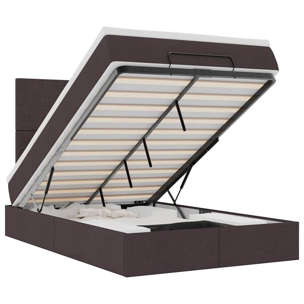 vidaXL Ottoman bed met matras en LED's 120x200cm stof donkerbruin