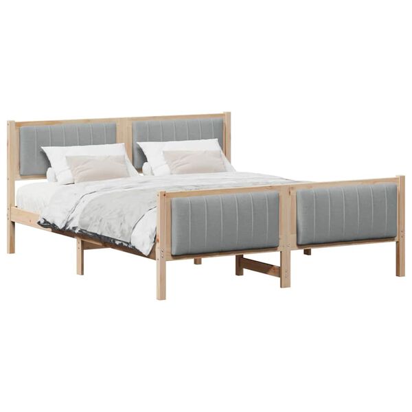 vidaXL Bedframe Bruin en lichtgrijs 150 x 200 cm Massief grenenhout