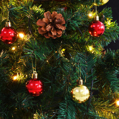 vidaXL Kunstkerstboom met kerstballen en LED's 150 cm groen