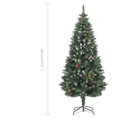 vidaXL Kunstkerstboom met dennenappels en wit glitter 180 cm
