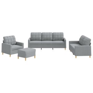 vidaXL 4-delige Loungeset met kussens stof lichtgrijs