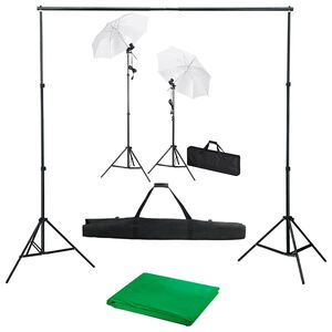 vidaXL Fotostudioset met achtergrond, lampen en paraplu's