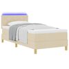 vidaXL LED Box Spring Bed met matras met LED Cr&egrave;me 100 x 200 cm Stof