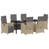 vidaXL Tuin eettafelset met kussen 7 pcs Beige poly rattan