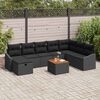 vidaXL Tuinbankenset met kussen met opslag 9 pcs Zwart poly rattan