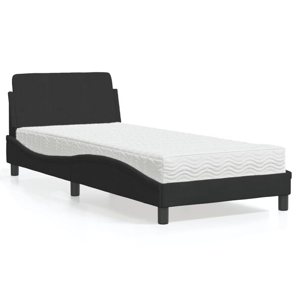 vidaXL Bed met matras "Dover" fluweel zwart 90x200 cm