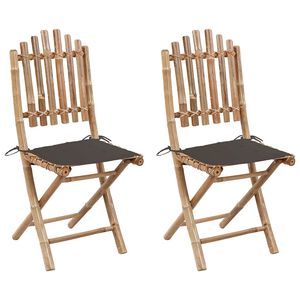 vidaXL Opklapbare stoelen (2 stuks) met kussens, bamboe