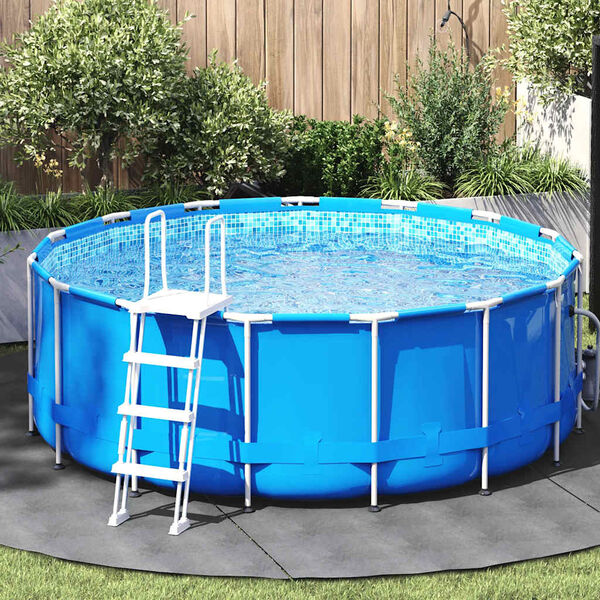 vidaXL Zwembadgrondzeil &Oslash;306 cm polyester geotextiel lichtgrijs