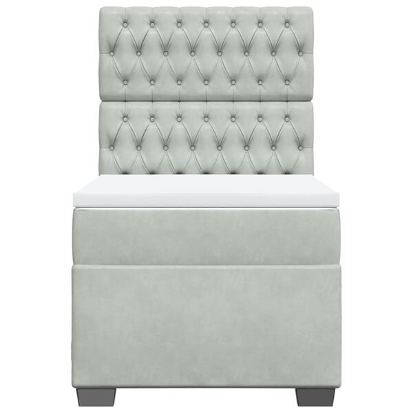 vidaXL Boxspring met matras fluweel lichtgrijs 100x200 cm
