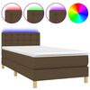 vidaXL Boxspring met matras en LED stof donkerbruin 80x200 cm