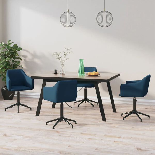 vidaXL Eetkamerstoelen draaibaar 4 st fluweel blauw