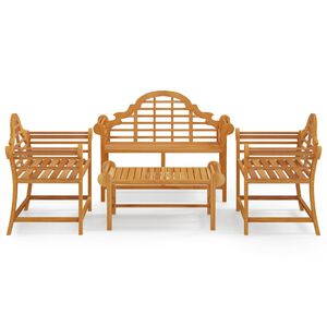 vidaXL 4-delige Loungeset massief teakhout