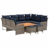 vidaXL Meubelsets 8 st Grijs en Marineblauw PE Rattan