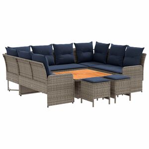 vidaXL Meubelsets 8 st Grijs en Marineblauw PE Rattan