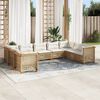 vidaXL 9-delige Loungeset met kussens poly rattan beige