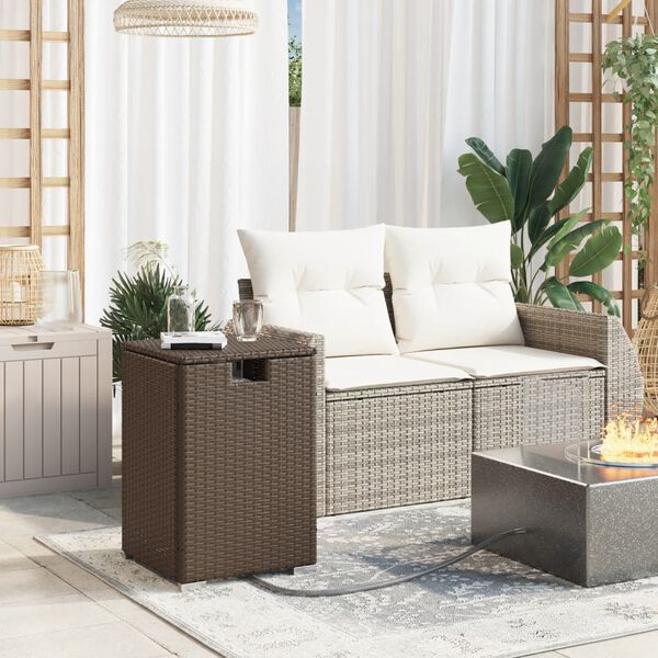 vidaXL Afdekkast voor propaangasfles 40x40x60 cm Poly Rattan bruin