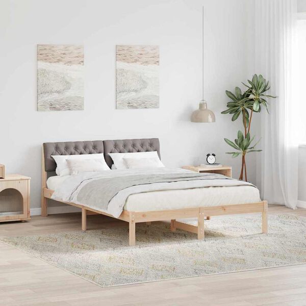 vidaXL Bedframe Bruin en taupe 160 x 200 cm Massief grenenhout