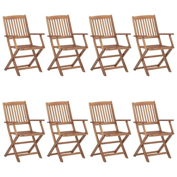 vidaXL Tuinstoelen 8 st inklapbaar met kussens massief acaciahout