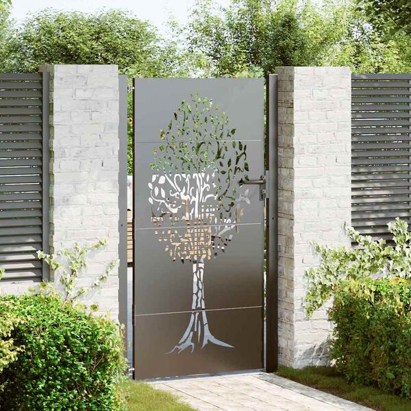 vidaXL Tuinpoort met slot Zwart 85 x 180 cm Poedergecoat staal