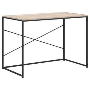 vidaXL Computerbureau 110x60x70 cm bewerkt hout zwart en eikenkleurig