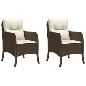 vidaXL Tuinstoelen 2 st met kussens poly rattan bruin