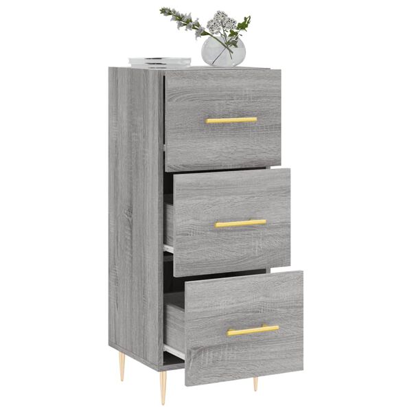 vidaXL Dressoir 34,5x34x90 cm bewerkt hout grijs sonoma eikenkleurig