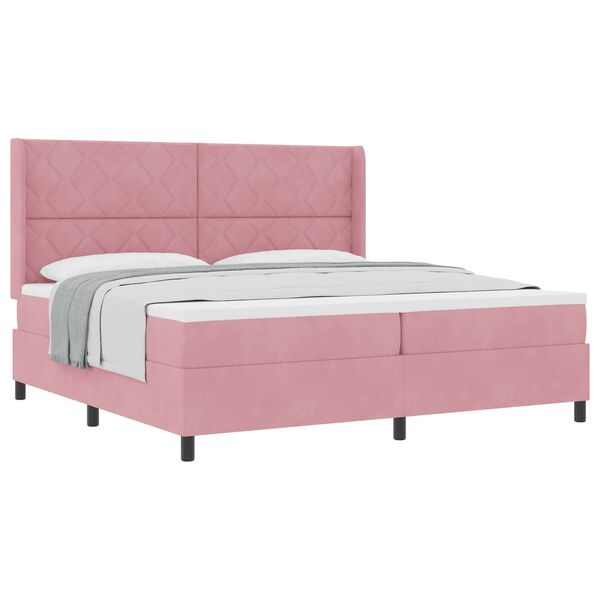vidaXL Boxspringbed met matras Roze 200 x 200 cm Fluweel