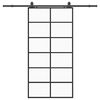 vidaXL Schuifdeur met beslagset 90x205 cm ESG glas zwart