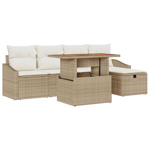 vidaXL Tuin Sofa Set 6 pcs Beige poly rattan