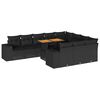 vidaXL 10-delige Loungeset met kussens poly rattan acacia zwart