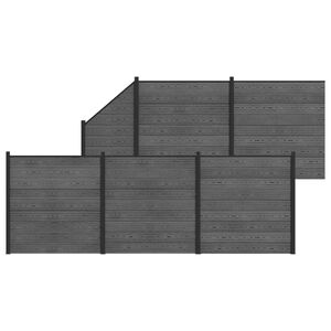 vidaXL Hekpaneel 6 pcs WPC en Aluminium Grijs