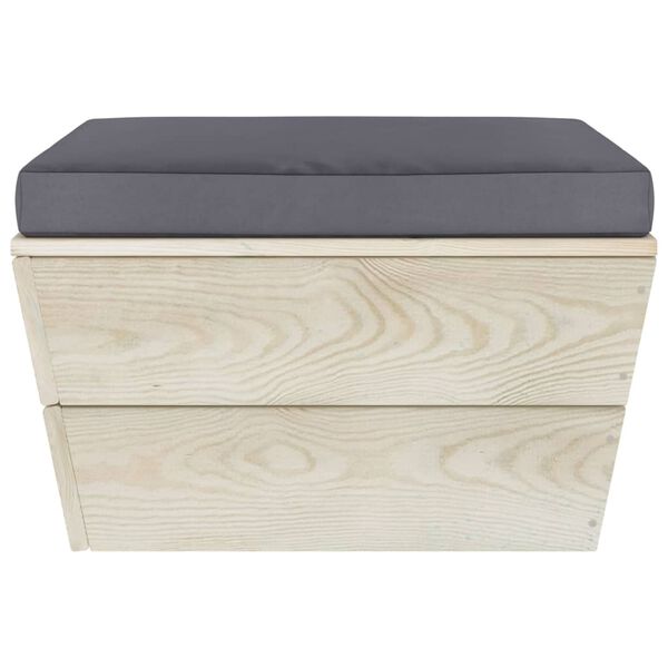 vidaXL Tuinhocker met kussen pallet ge&iuml;mpregneerd vurenhout